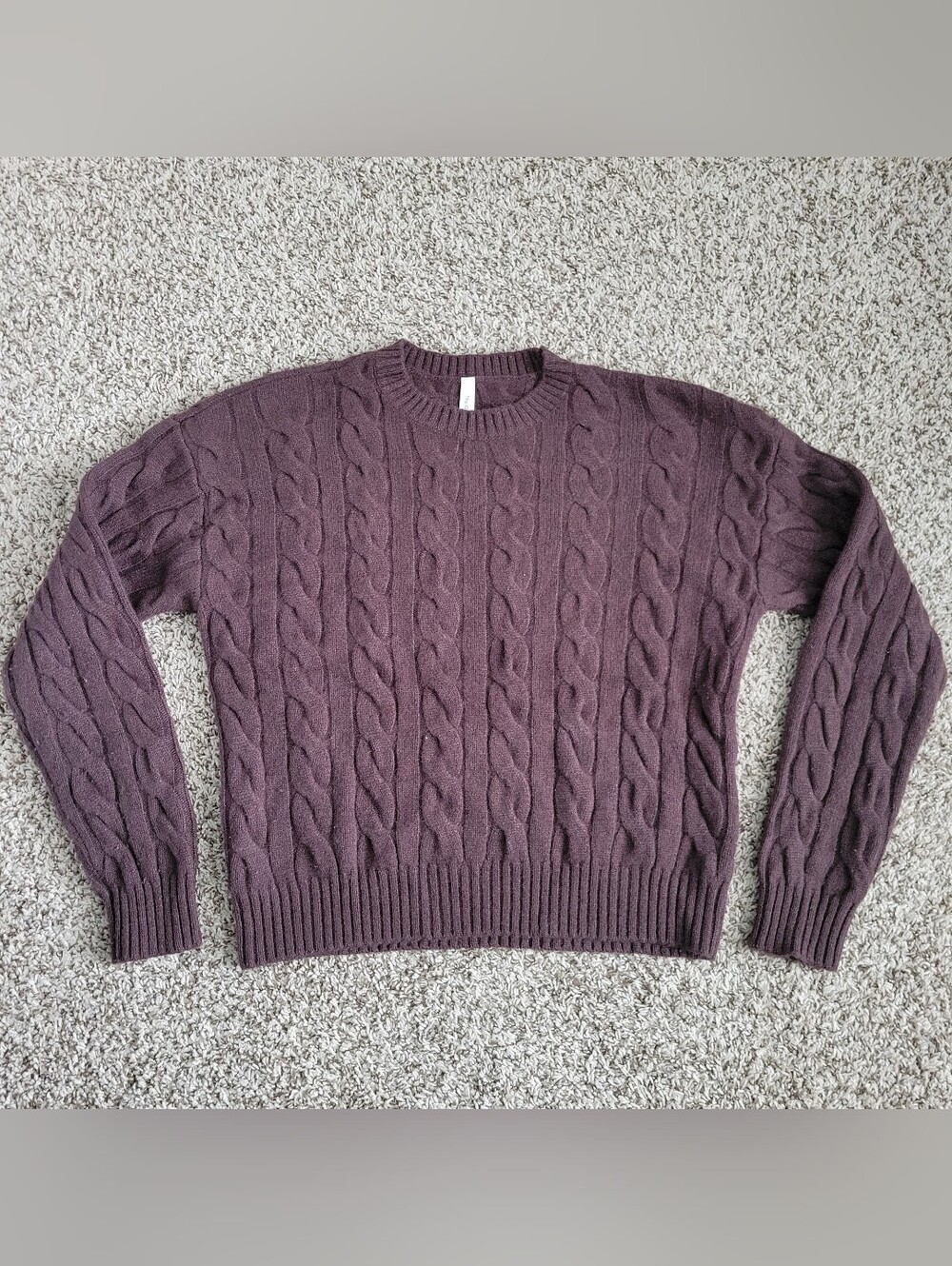 Aritzia The Group Babaton Sweater Merino Wool Cable Knit Crew Neck Brown Small